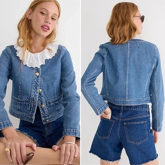 J. Crew Louisa Lady Denim Crop Jacket Size 8 - Picture 13 of 13